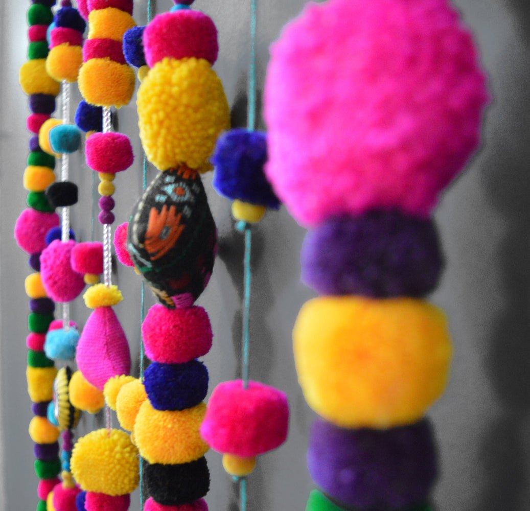 Wall art - tassel and Pompom garland wall hanging