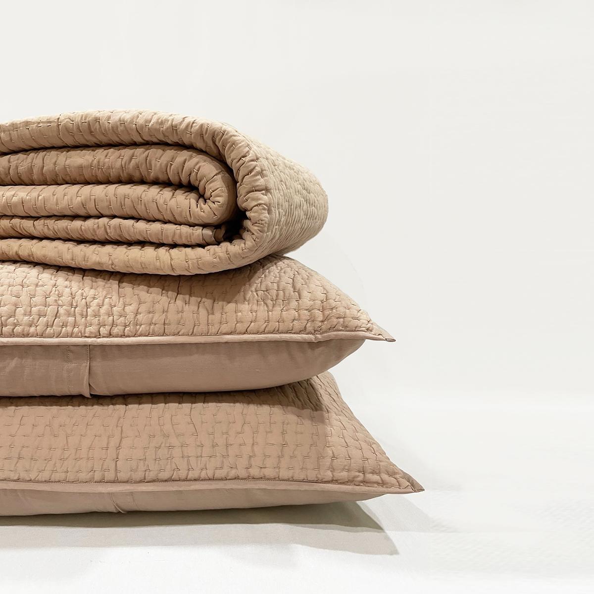 FAWN / BEIGE colour kantha Quilted pillow cases, Sizes available