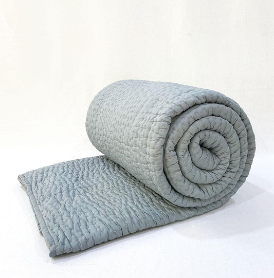 DUCK EGG colour Kantha cotton Quilt, Sizes available