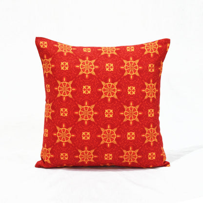 Talavera - Bright red tile print cushion cover