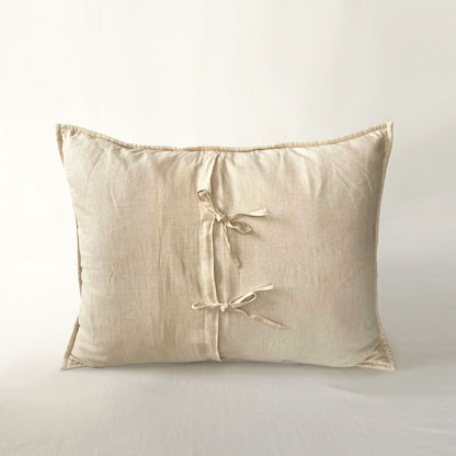 PILLOW SHAM - Beige cotton linen fabric with CIRCLE pattern quilting, Sizes available