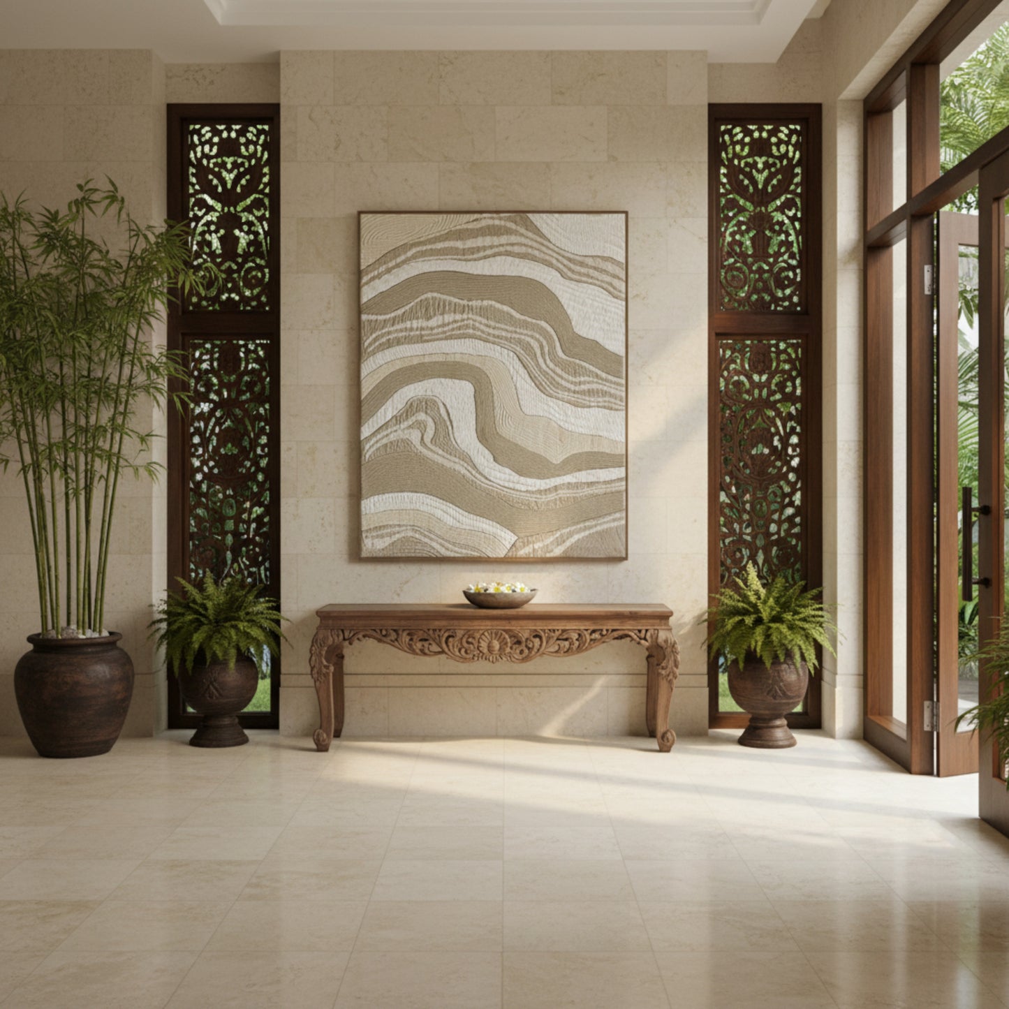 LARGE Quilted Textile WALL ART, Natural tone - Unframed - Vliving