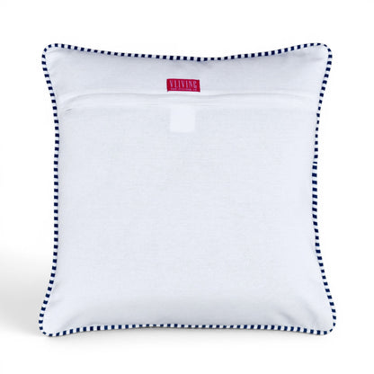 Blue & White Victorian Swirl Print Cotton Cushion Cover | Welted | Zip Closure | 100% Cotton