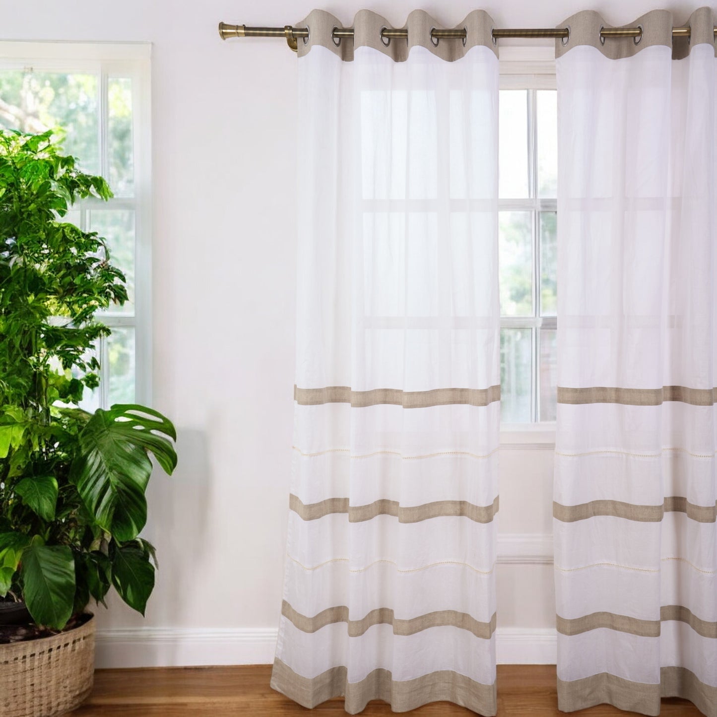 LINEN & ORGANDY curtain - Linen pletes with organdy panel, sizes available