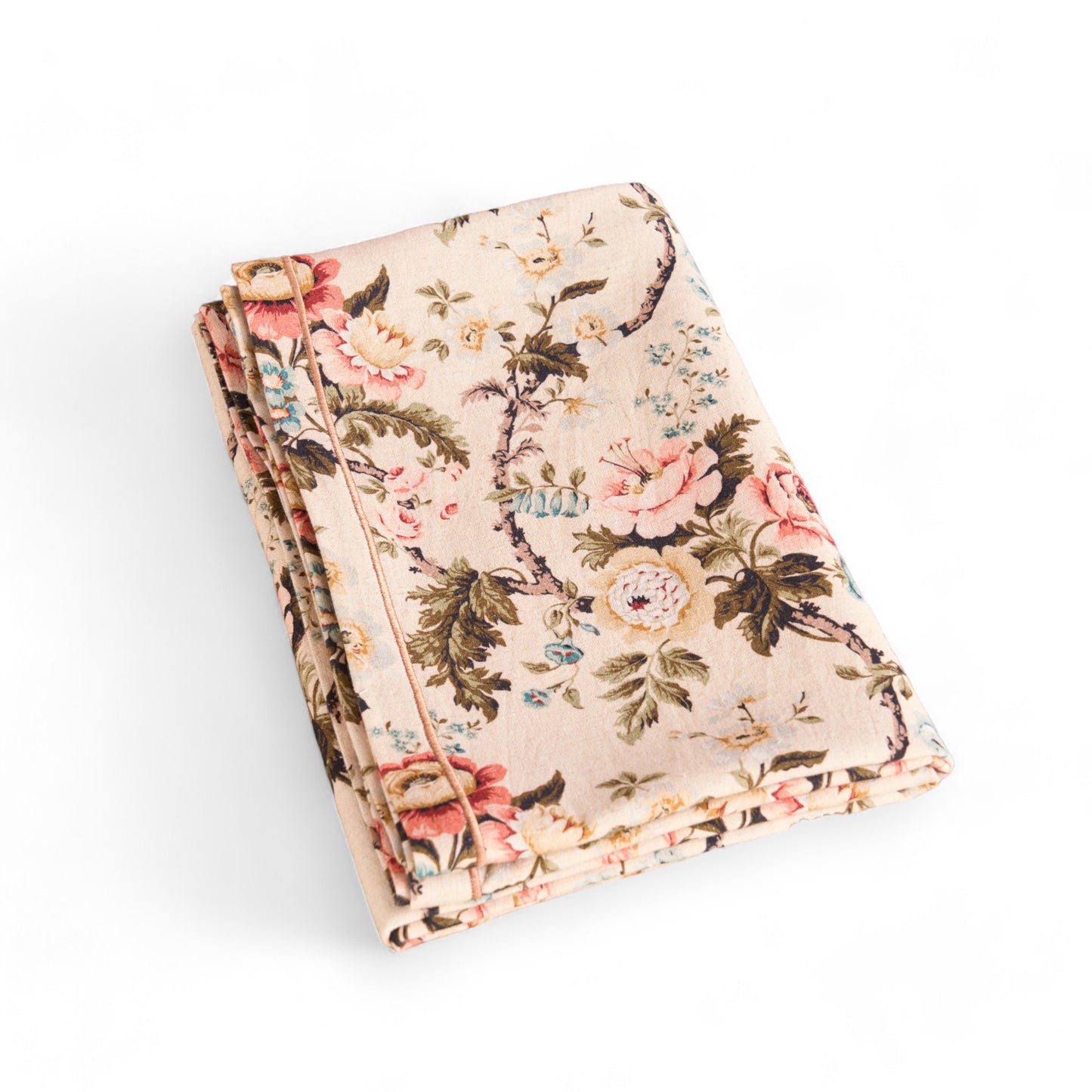 AMOUR - Beige rose print linen table cloth