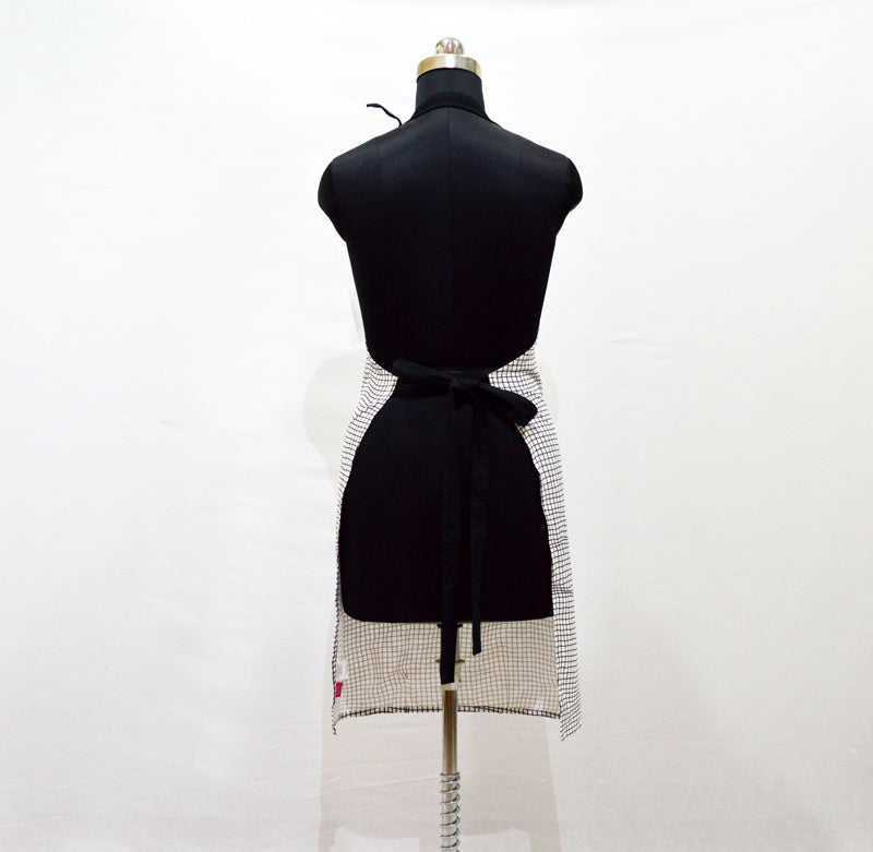 Illusion - Black check printed cotton apron, kitchen accessory