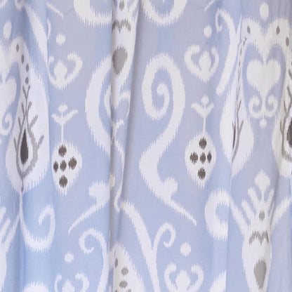 Ikat - Sheer cotton printed curtain panel in blue colour