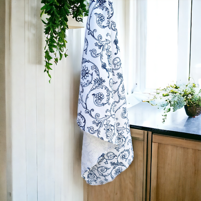 Swirl Blue Victorian Print Cotton Table Napkin | 18 × 18 inches | Set of 4 or 6
