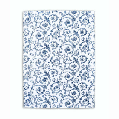 SWIRL Kitchen towel, blue swirl print on white, victorian pattern cotton kitchen towel