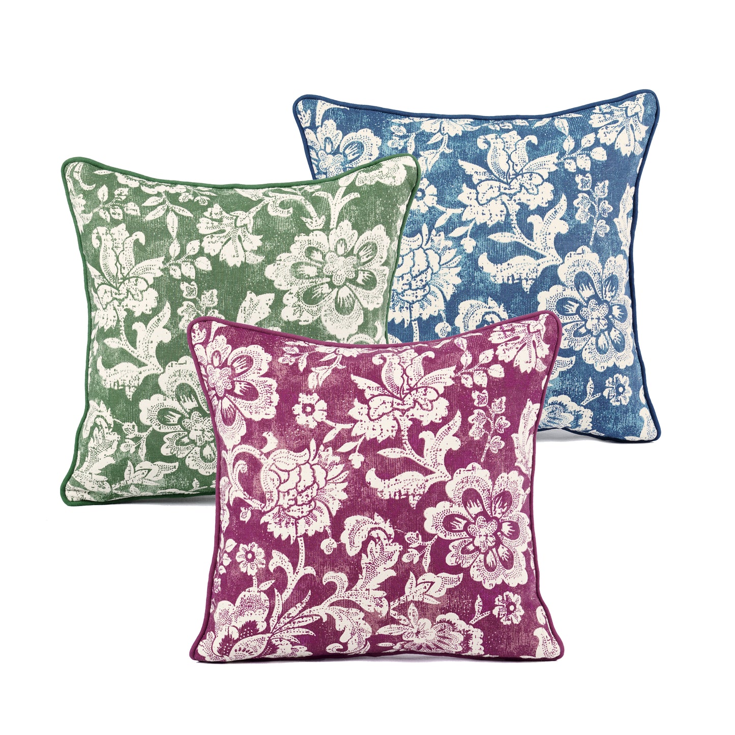 Plum Dominoterie Bold Floral Print Cotton Cushion Cover | 16", 18", 20" & 24" | Zip Closure