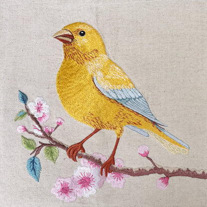 BOTANICAL - Canary Yellow Embroidered wall art with teak wooden frame | 12X12 & 24X24 inches