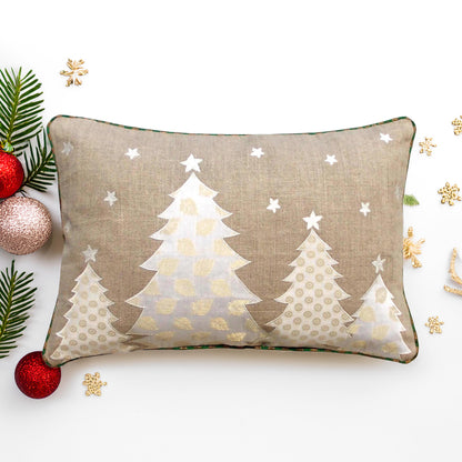 Christmas White Tree cushion cover,linen pillow cover - Vliving