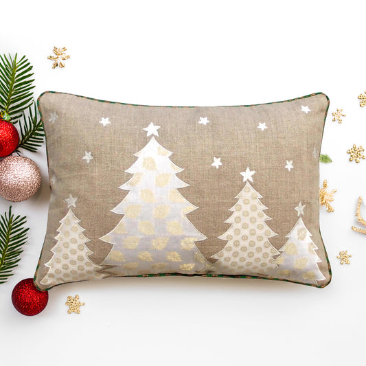Christmas White Tree cushion cover,linen pillow cover - Vliving