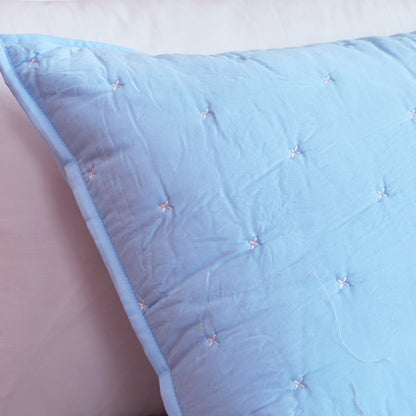 Sky Blue 300TC Fine Cotton Quilted Pillow Case