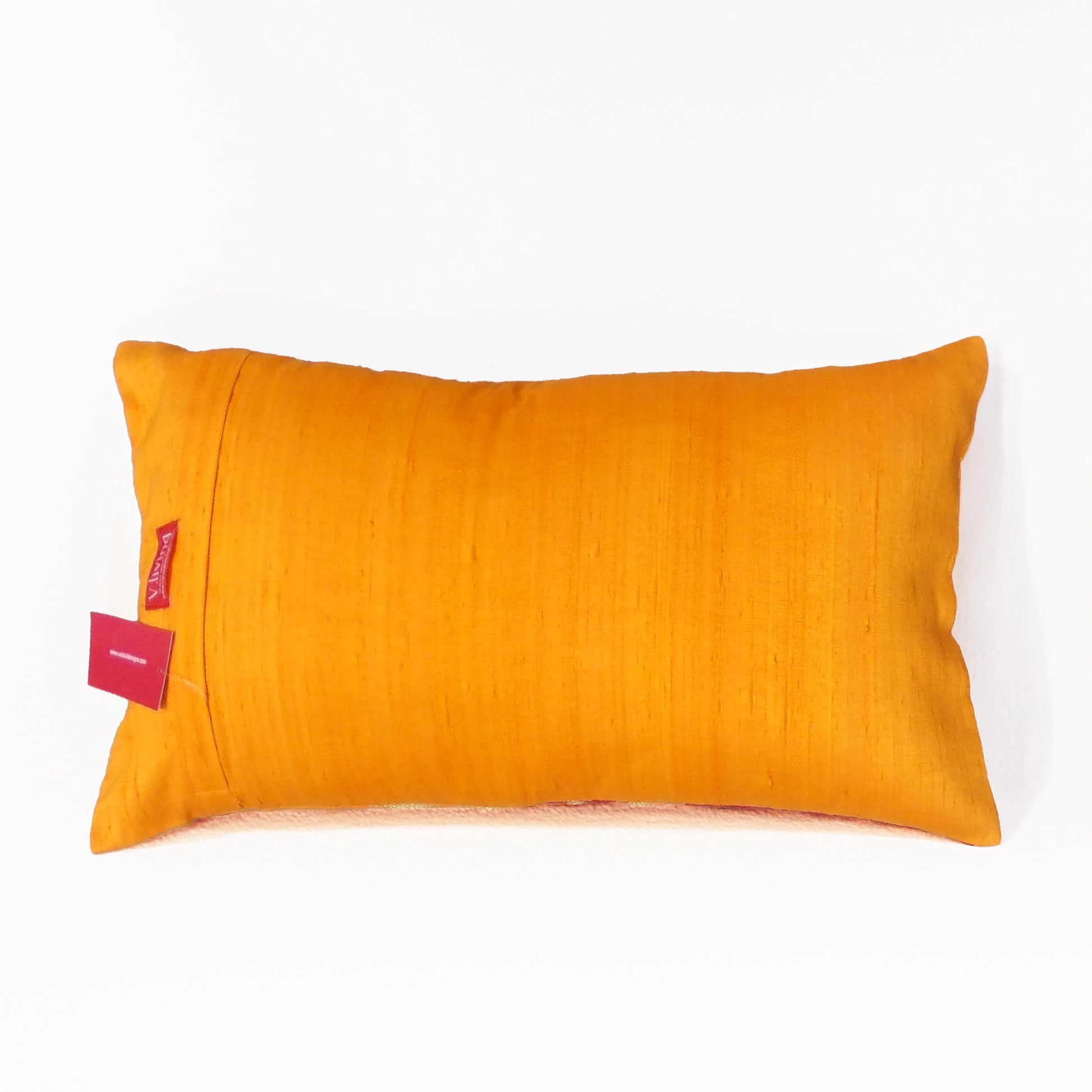 Ikat – Hot pink & orange oblong pillow cover with multicolour embroidery - Vliving
