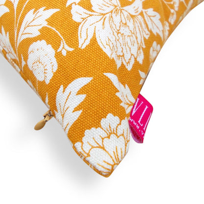 Yellow - Kalamkari cushion cover, Cotton pillow cover