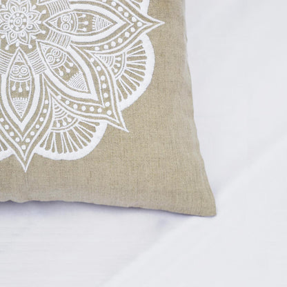 Mandala linen pillow cover, embroidered pillow case, tribal, indian craft pillow, ethnic, 16&quot;X16&quot;