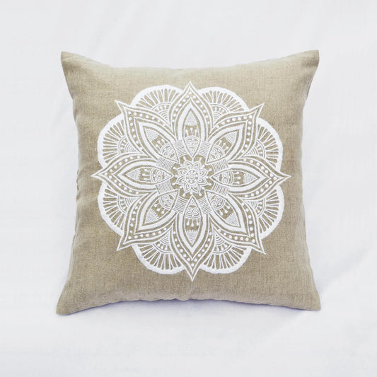 Mandala linen pillow cover, embroidered pillow case, tribal, indian craft pillow, ethnic, 16&quot;X16&quot;
