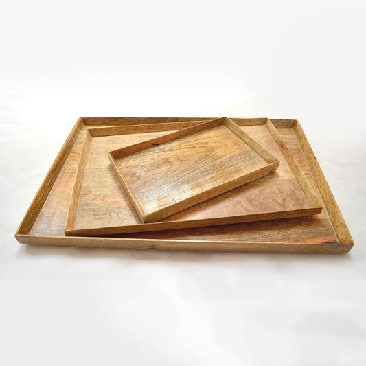 Wooden tray, set of 3 trays, rustic, mango wood, serving tray, farmhouse decor