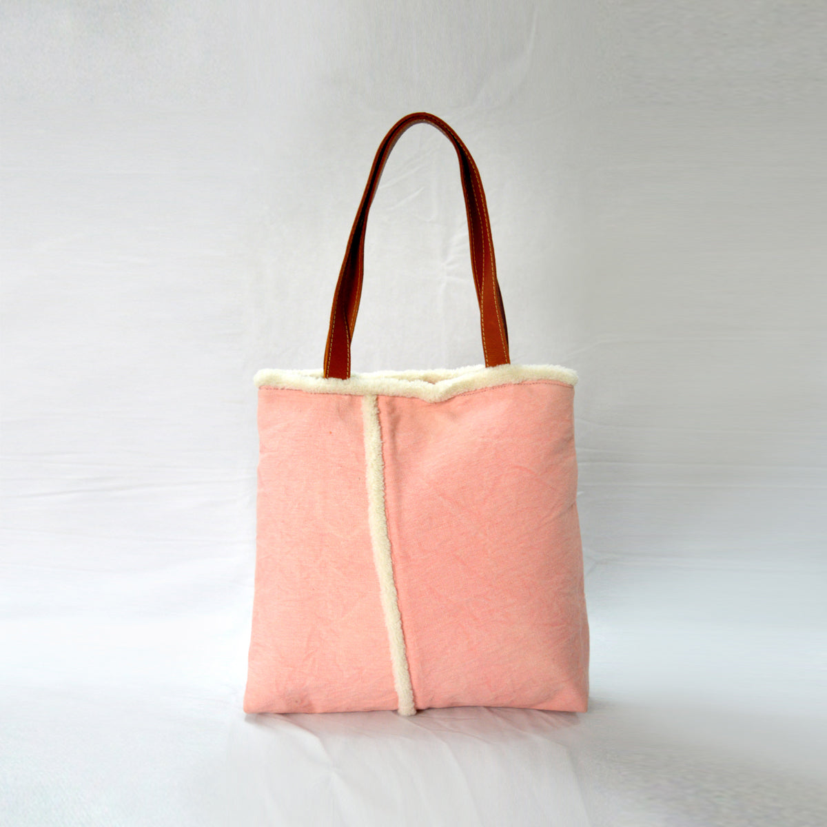 Tote bag - blush stonewashed canvas with leather handles
