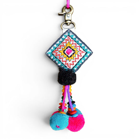 Multicolour Handmade Boho Tassel Bag Charm – Tribal & Bohemian, Cotton & Beads