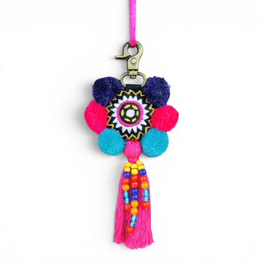 Multicolour Handmade Boho Tassel Bag Charm – Tribal & Bohemian, 5"