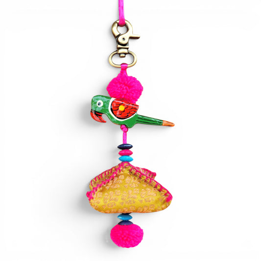 Multicolour Parrot Tassel Handmade Boho Bag Charm – Tribal & Bohemian