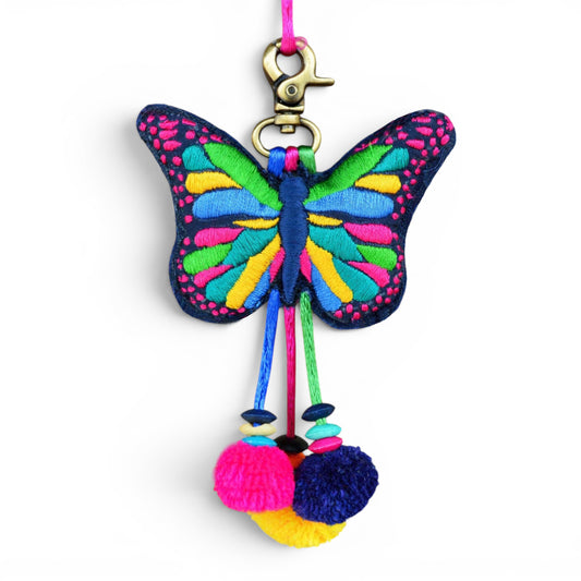 Multicolour Butterfly Tassel Handmade Boho Bag Charm – Tribal & Bohemian