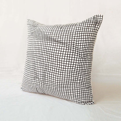 Illusion -  black and white cotton check print pillow cover