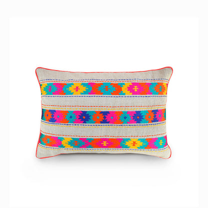 Colorful bohemian style linen pillow cover, embroidered moroccan pillow case, tribal indian cushion cover, peruvian, aztec pillow, ethnic
