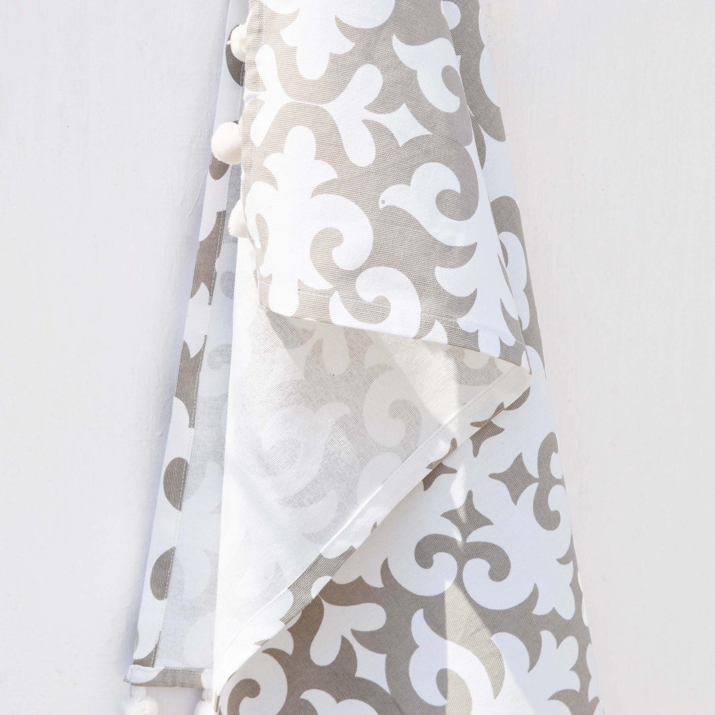 SHYRDAK Kitchen towel, Grey print on white, moroccan print, 100% cotton, size 20"X28"