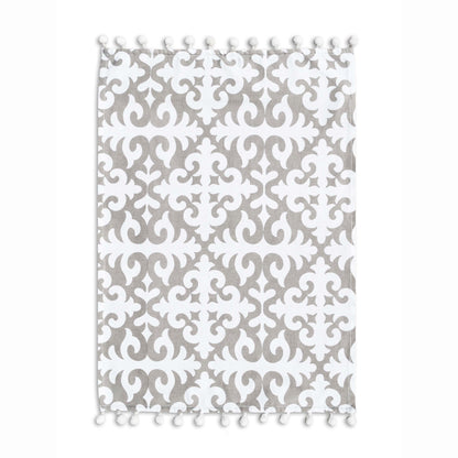 SHYRDAK Kitchen towel, Grey print on white, moroccan print, 100% cotton, size 20"X28"