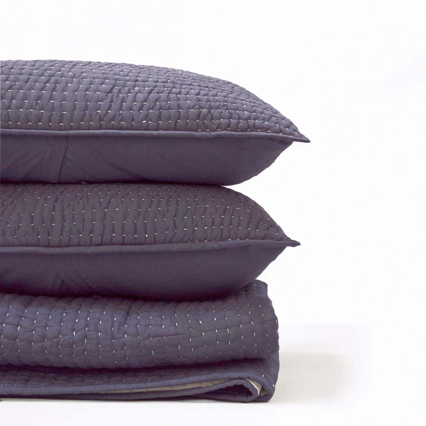 Lavender Kantha Quilt | Stripe Pattern Quilting | 100% Cotton | Handmade
