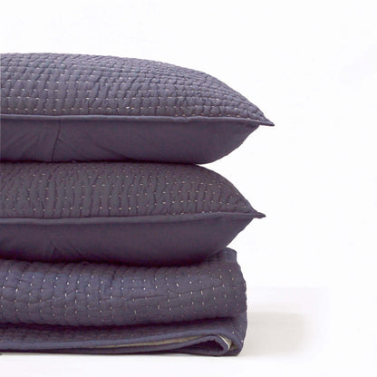 Lavender Kantha Quilt | Stripe Pattern Quilting | 100% Cotton | Handmade