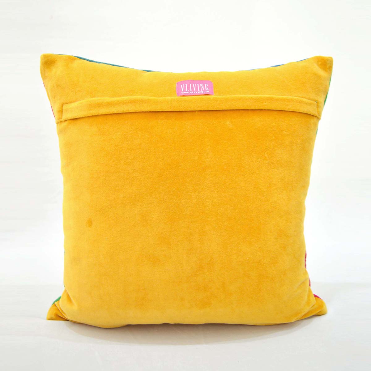 Carnival - Yellow pillow cover, multicolour hand embroidery, bohemian decor cushion cover