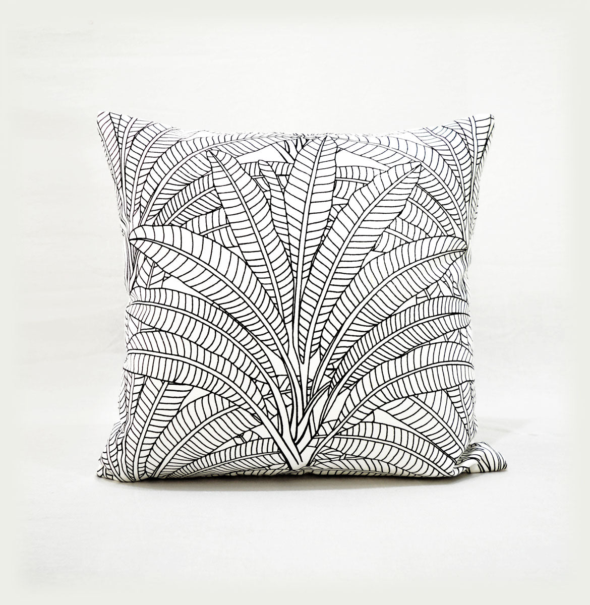 Pichwai - Tropical palm print, black and white, square pillow cover