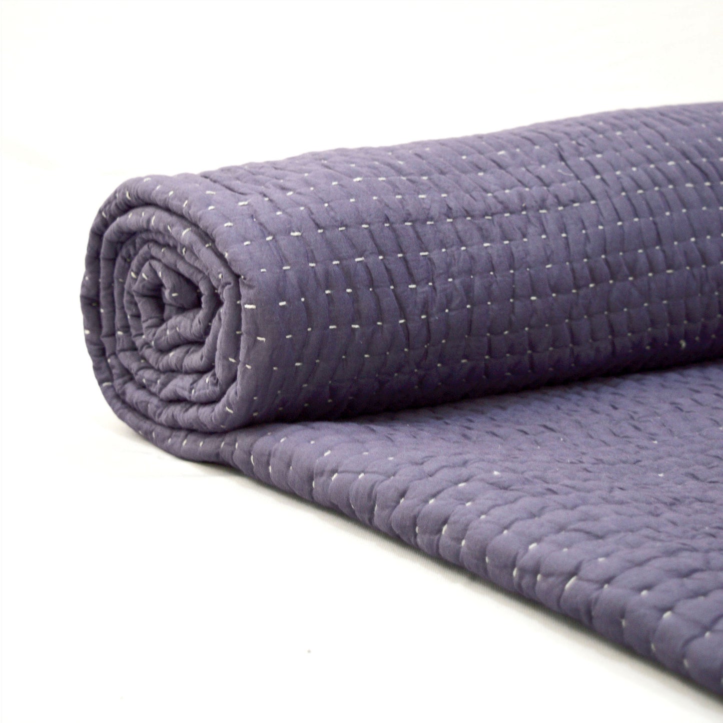 Lavender Kantha Quilt | Stripe Pattern Quilting | 100% Cotton | Handmade
