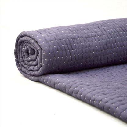 Lavender Kantha Quilt | Stripe Pattern Quilting | 100% Cotton | Handmade