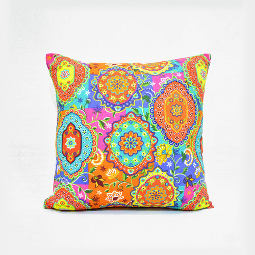 Truck art - multicolour floral print square pillow cover