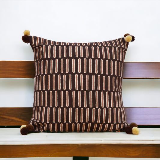 Mola - Brown and beige, pillow cover, embroidered cushion cover