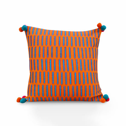 Mola - Tangerine pillow cover, embroidered pillow cover