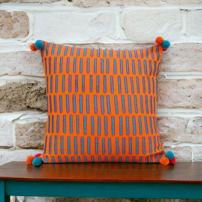 Mola - Tangerine pillow cover, embroidered pillow cover