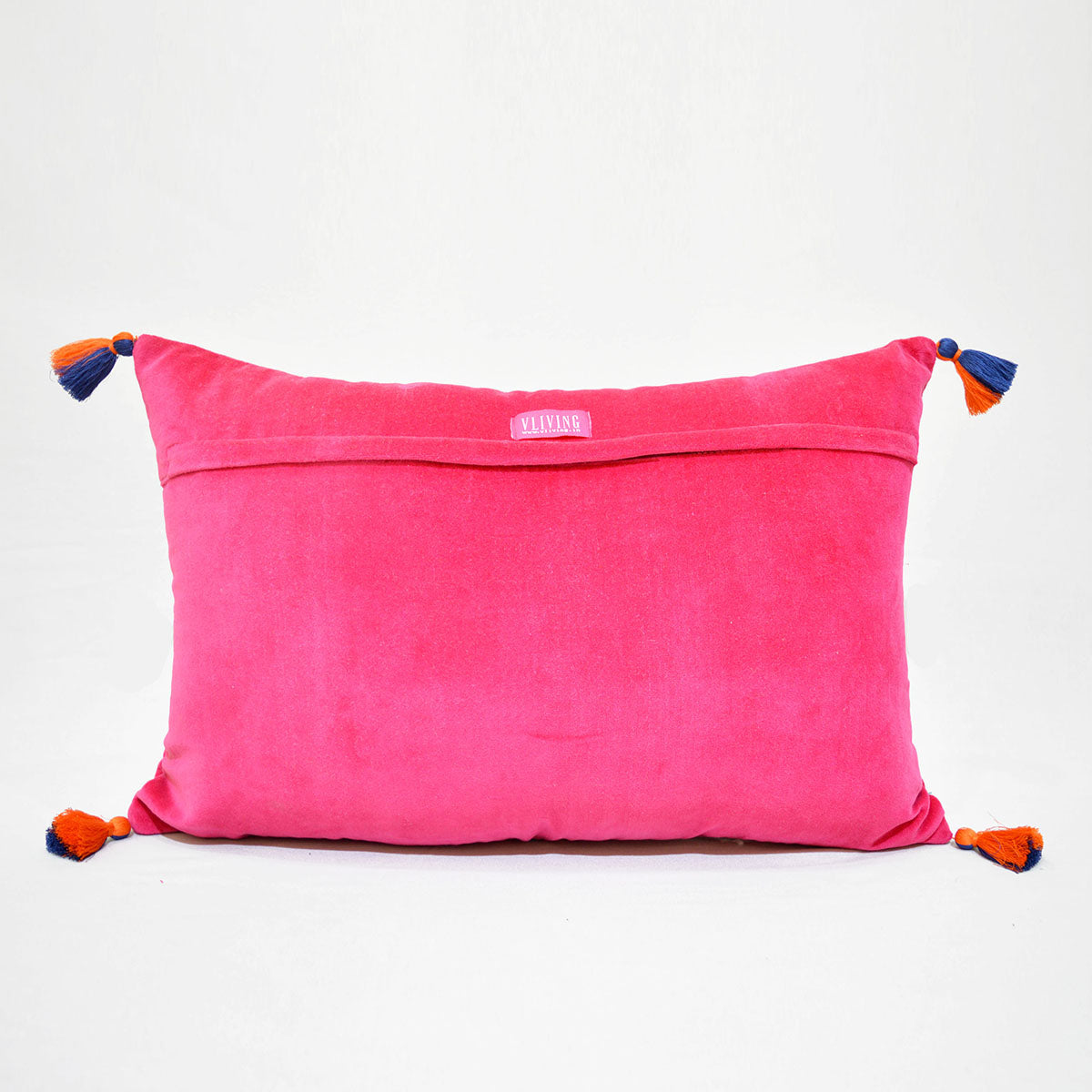 Carnival - Pink pillow cover, multicolor hand embroidery, oblong cushion cover