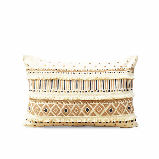 Handira - Cream cotton embroidered cushion cover, sizes available