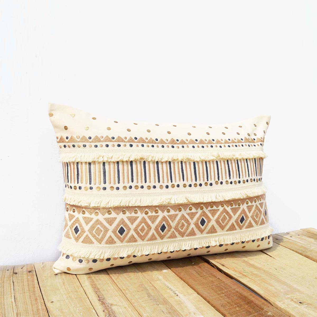 Handira - Cream cotton embroidered cushion cover, sizes available