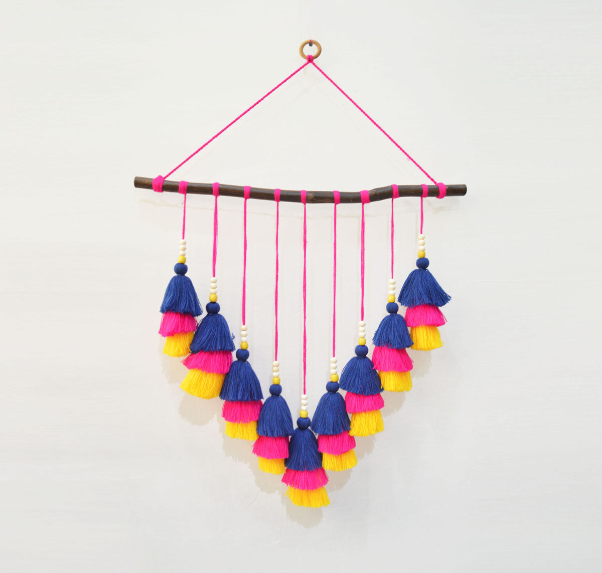 Wall art - cascade tassel and Pompom garland wall hanging