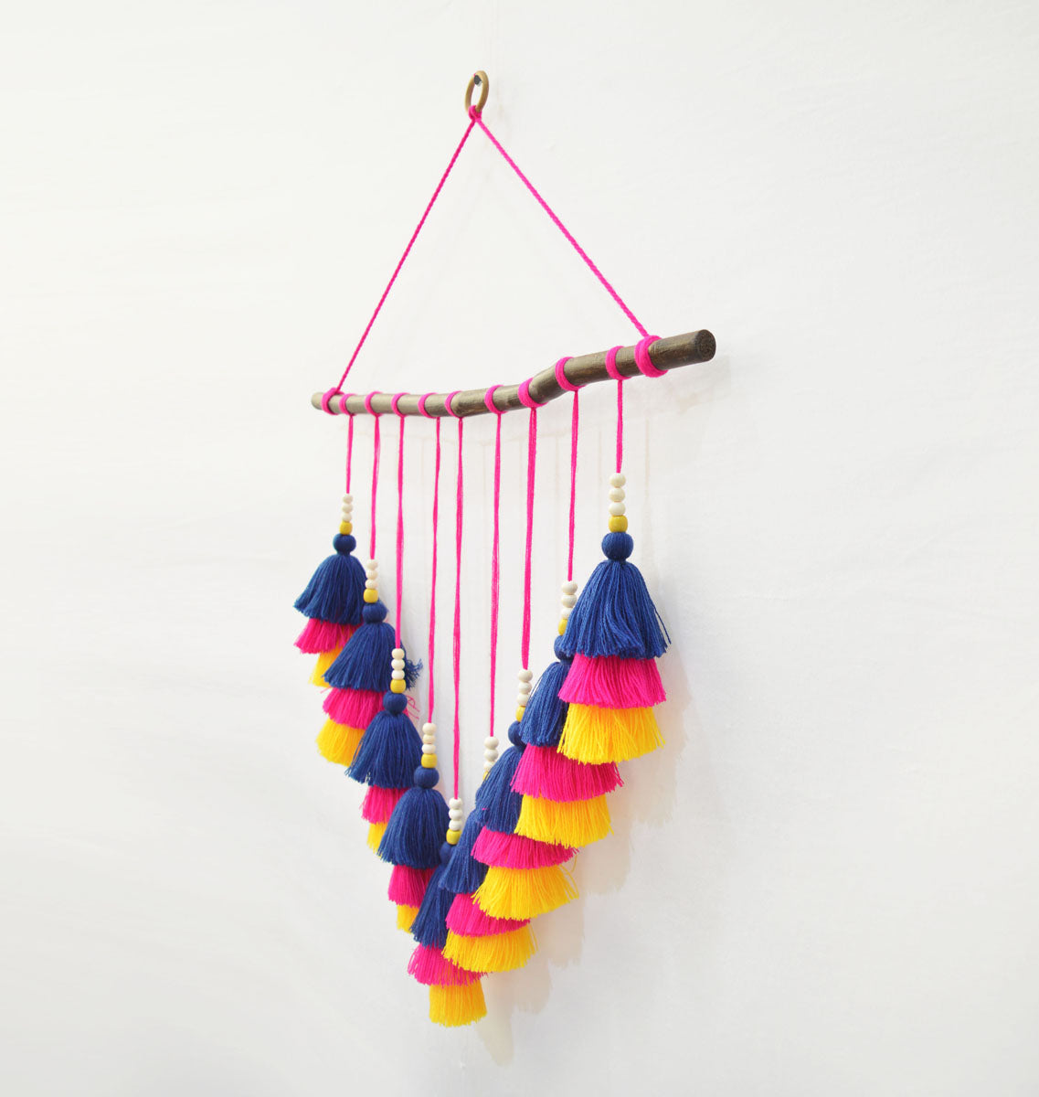 Wall art - cascade tassel and Pompom garland wall hanging