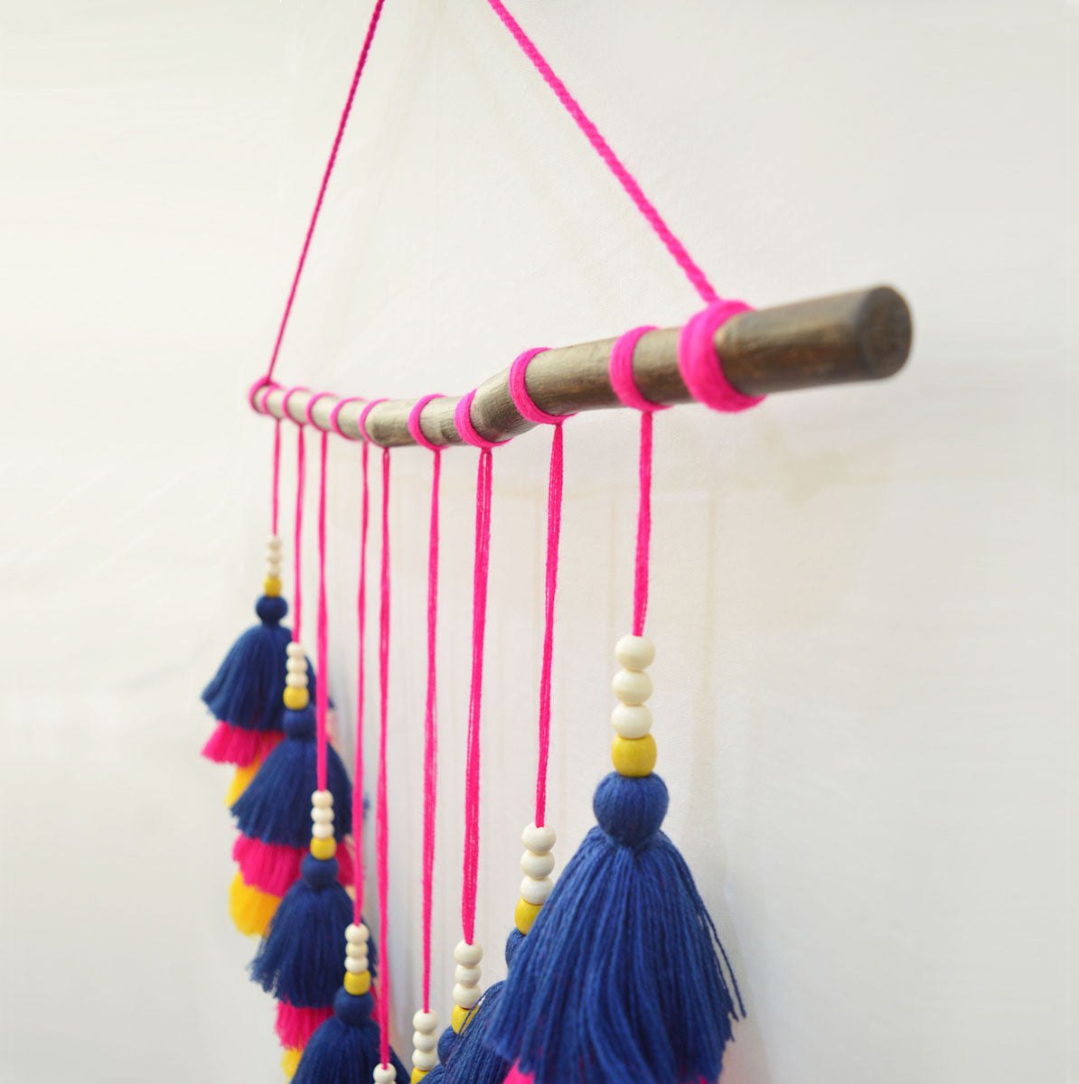 Wall art - cascade tassel and Pompom garland wall hanging