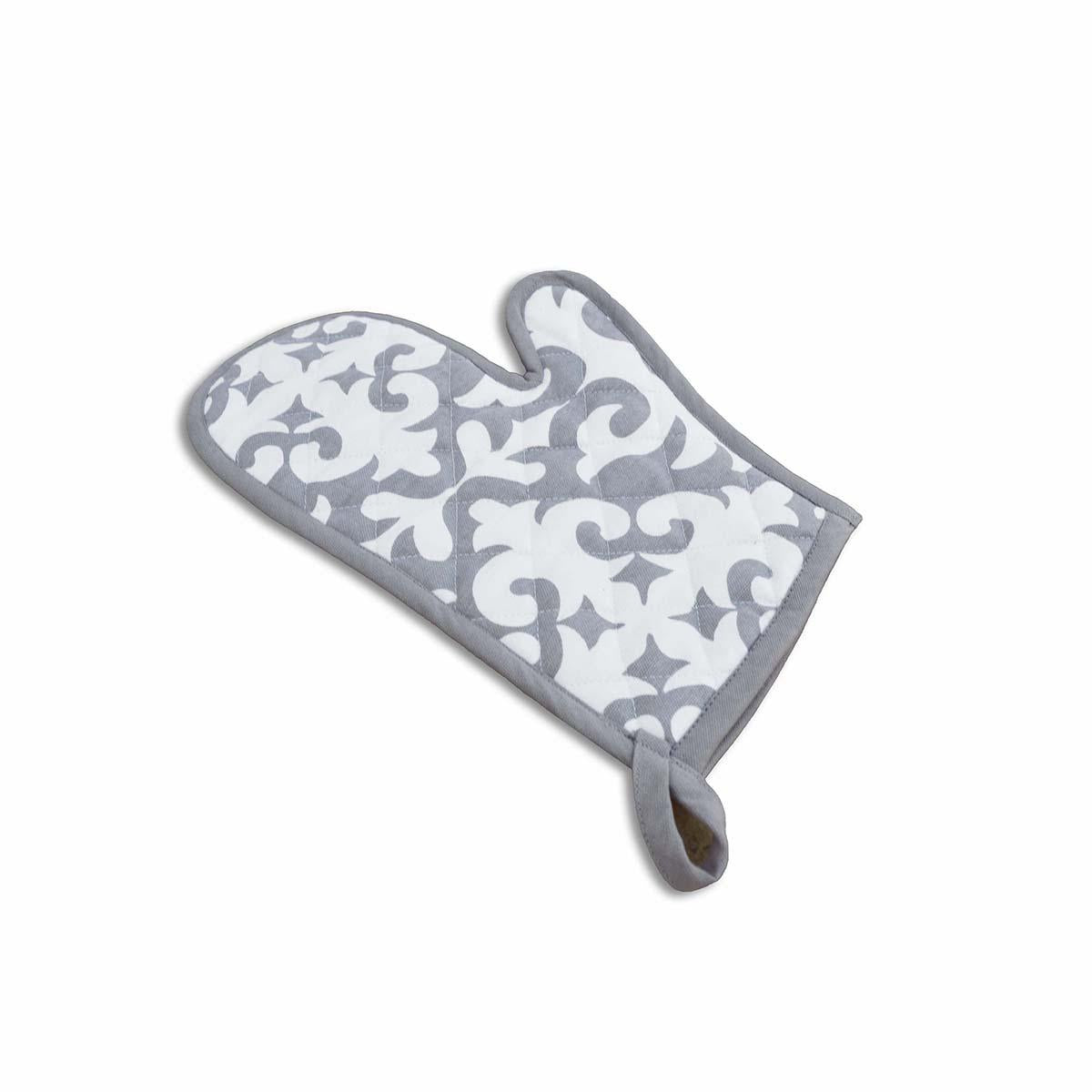 SHYRDAK Grey color Pot holder and Glove, moroccan print, cotton kitchen accessories