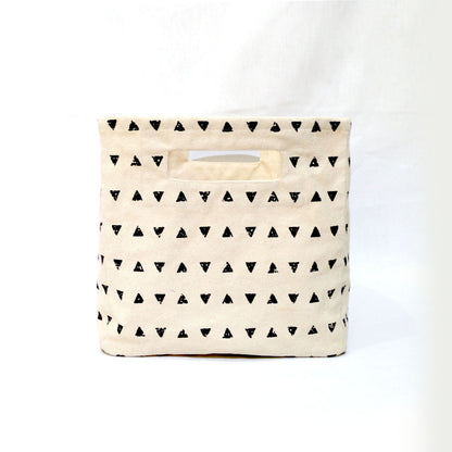 Square Canvas basket, triangle print, black and white, storage basket, sizes available